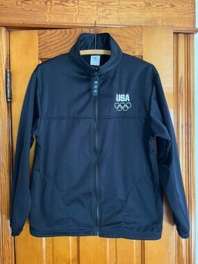 VINTAGE United States Olympic Committee Team USA Zip Track BLK Jacket Medium